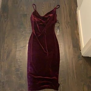 Maroon velvet spaghetti strap dress